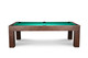 Side profile of the Doc & Holliday Paula Parsons Slate Pool Table in Antique Coffee, studio photo on white background. Side profile of the Doc & Holliday Paula Parsons Slate Pool Table in Antique Coffee, studio photo on white background.